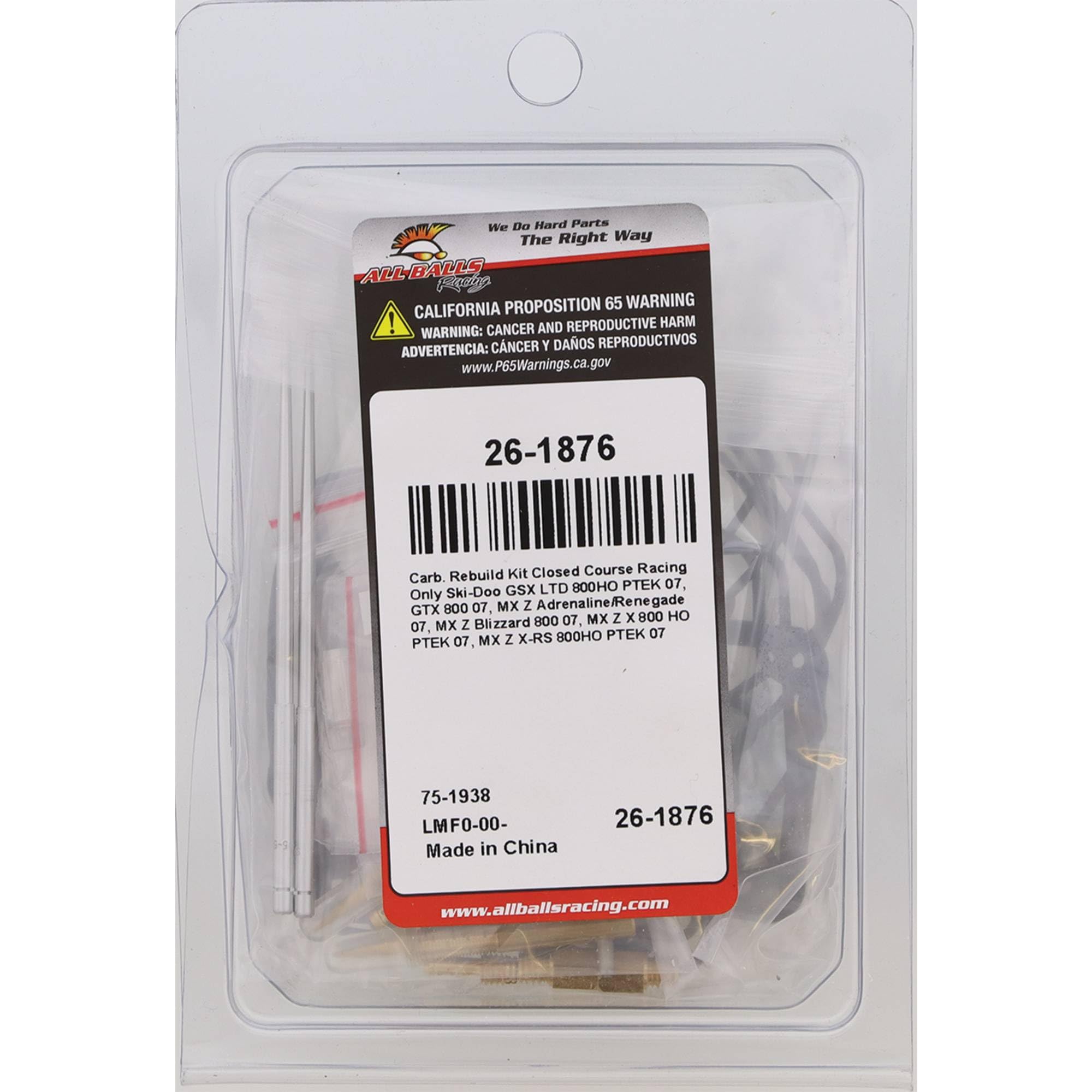 Amazon.com: All Balls Racing 26-1876 Carburetor Rebuild Kit